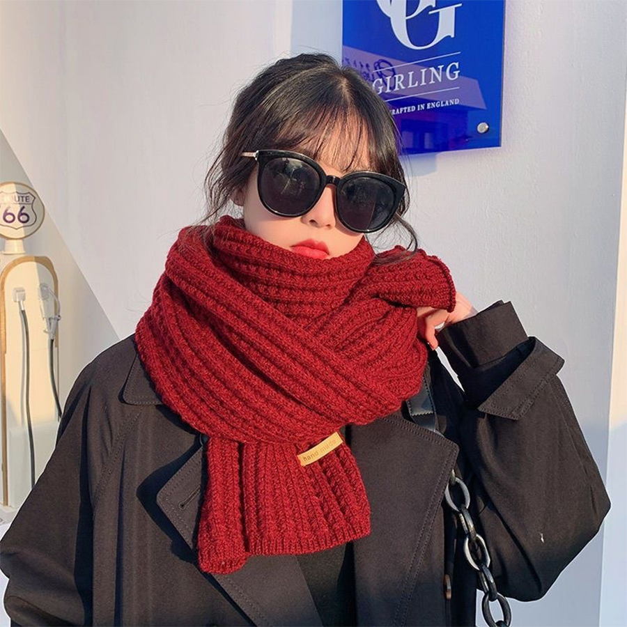 Wool Scarf Men - Gruby szal z dzianiny kabelowej z