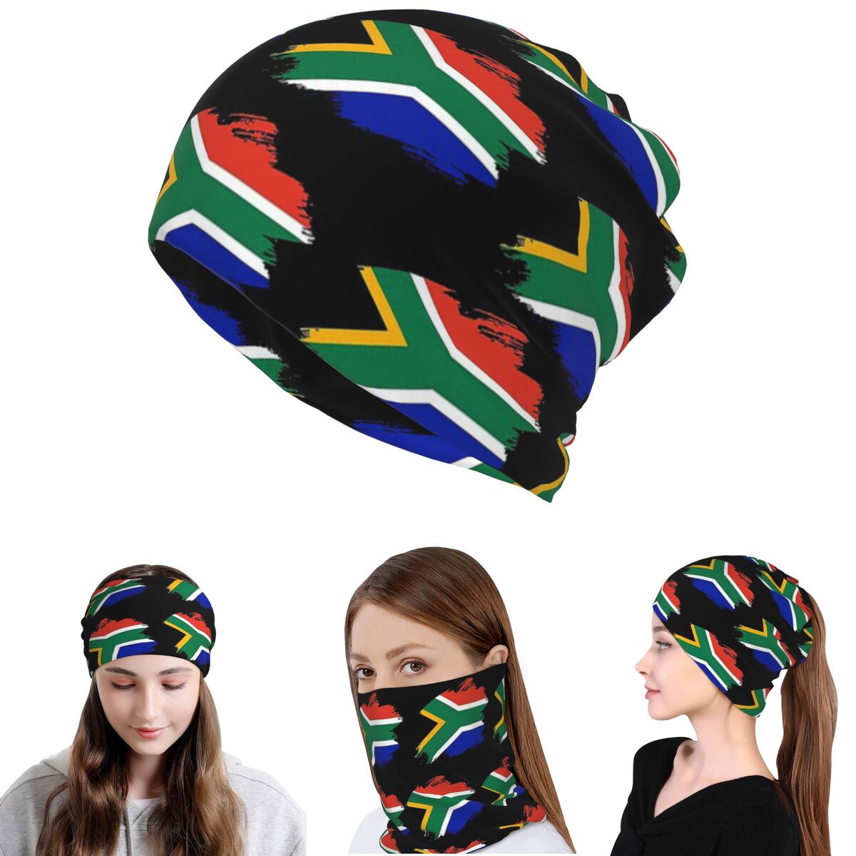 Knit Beanie Hat Warm - Chusta na szyję z flagą Springboksów