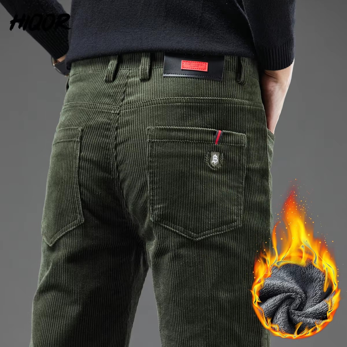 Corduroy Pant Warm - Męskie zimowe spodnie sztruksowe, grube, ciepłe,