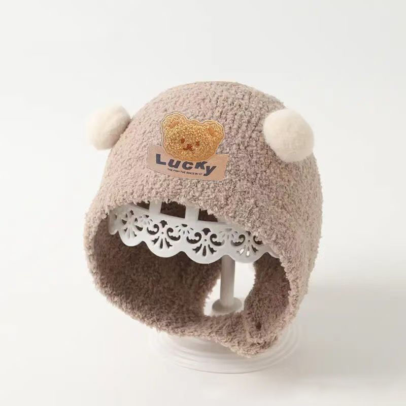 Knit Beanie Hat Warm - Urocza czapka z uszkami misia dla