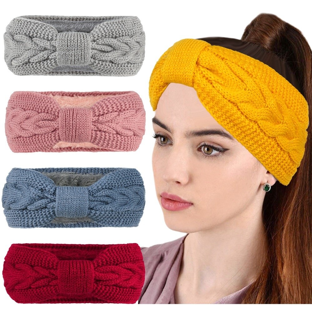 Winter Headband Fleece - Zimowe dziergane opaski damskie, grube, ocieplane