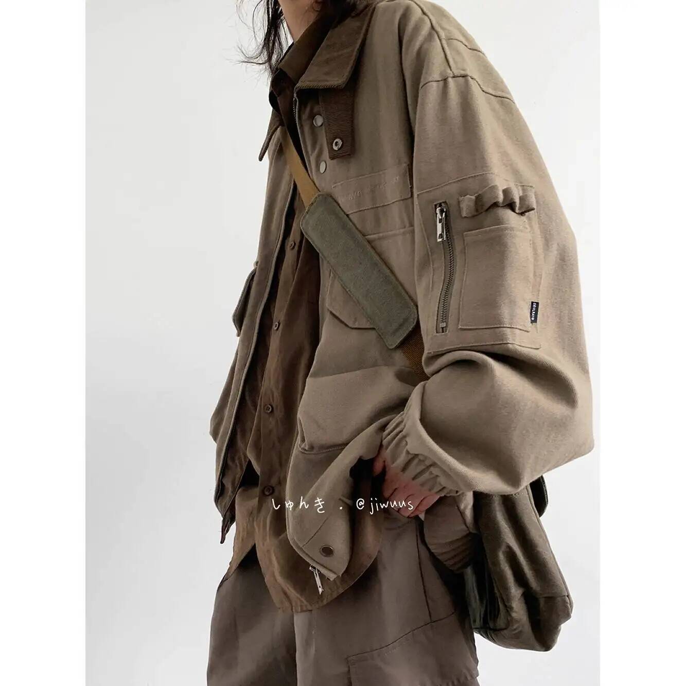 Down Jacket Packable - Męska kurtka wiosenno-jesienna, luźna kurtka cargo