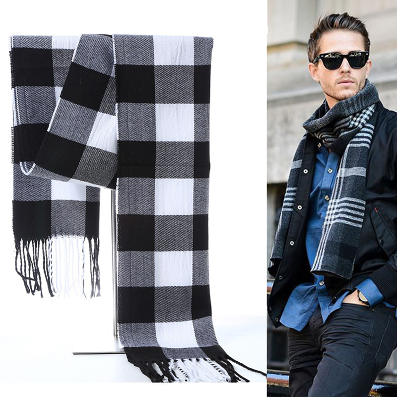Wool Scarf Men - Zimowy szalik męski w kratę szalik