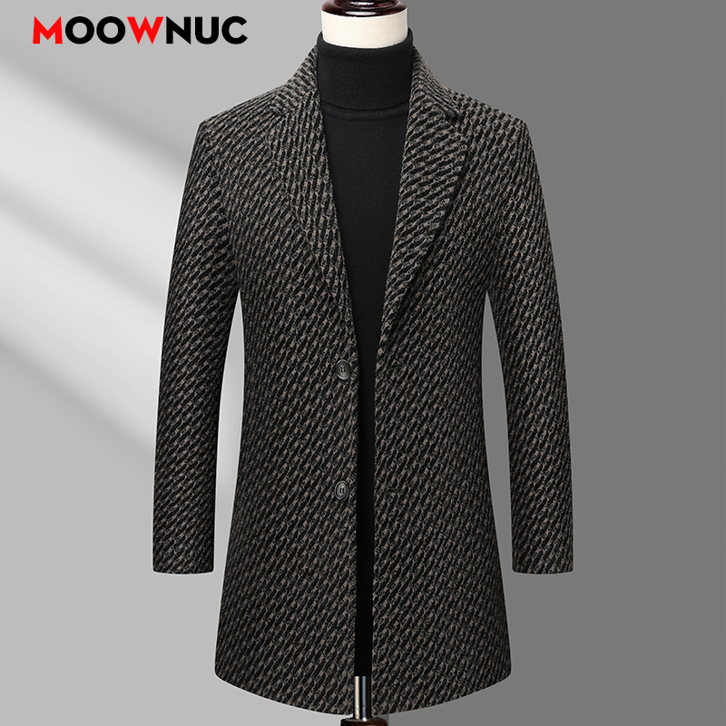 Wool Coat Peacoat - Długi płaszcz męski, męska kurtka wełniana,