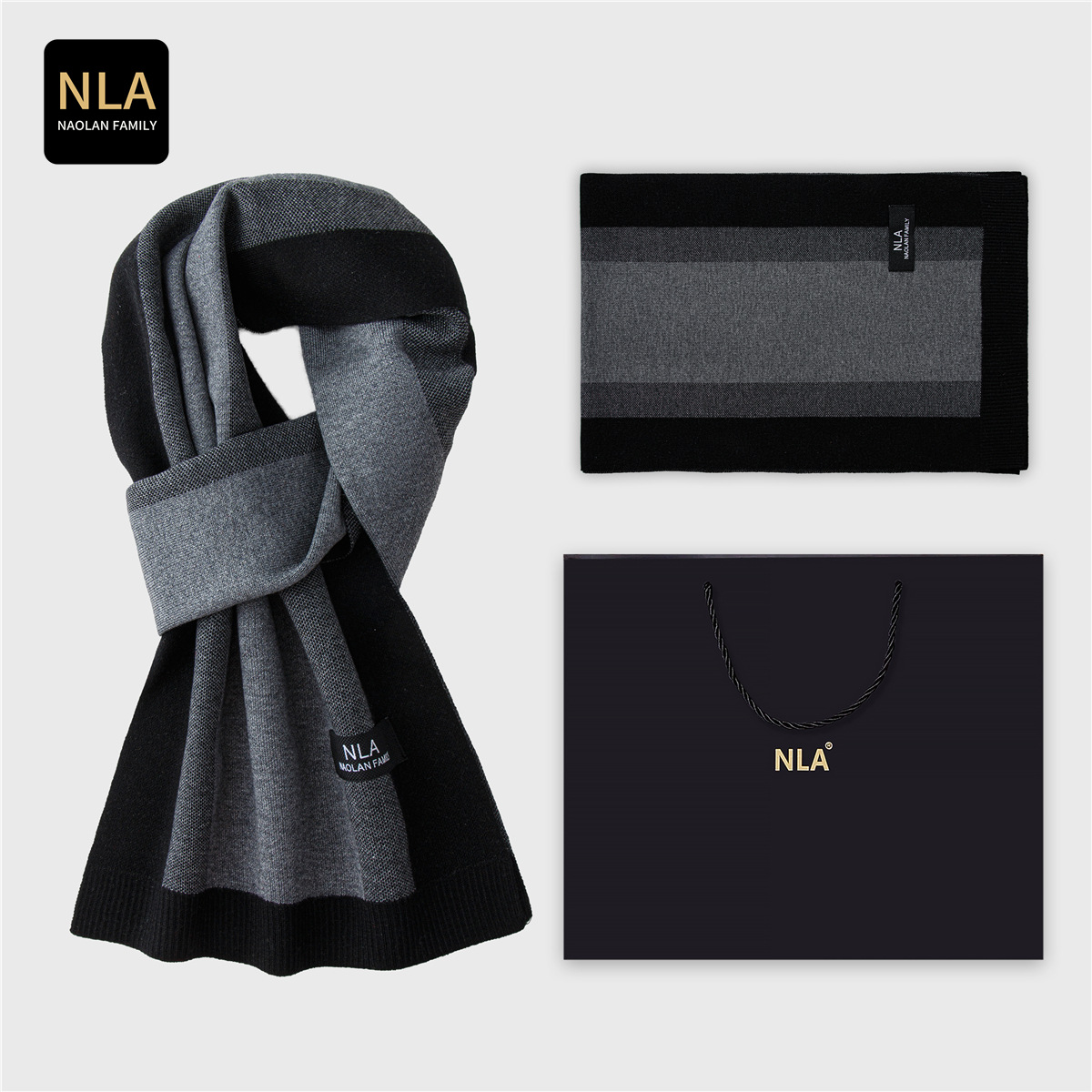 Wool Scarf Men - Pudełko prezentowe Dzianinowy męski szalik wełniany
