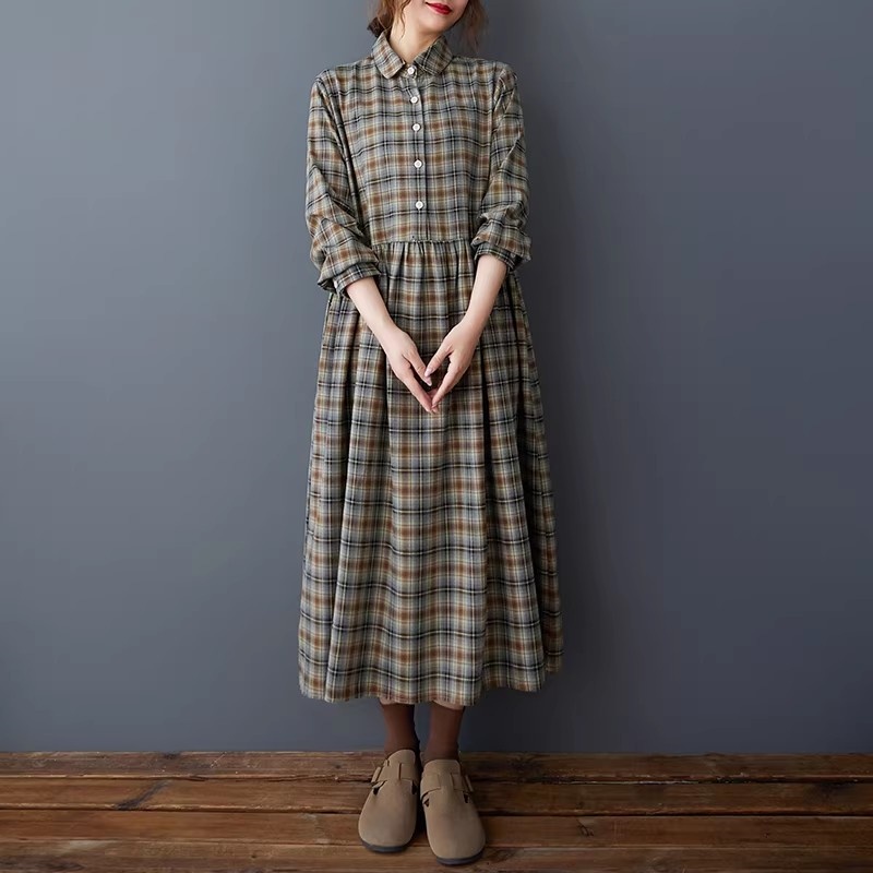 Koreańska luźna sukienka koszu – Flannel Shirt Lined recenzja i cena