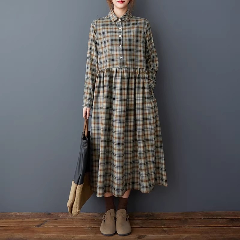 Koreańska luźna sukienka koszu – Flannel Shirt Lined recenzja i cena